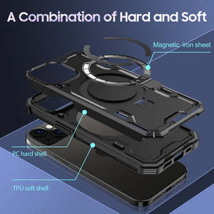 เคสไอโฟน 15 โปร 6.1 แบบแข็งพร้อมขาตั้งวงแหวนแม่เหล็ก สีแดง - Product Image 4