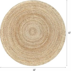 Alfombra de Yute Natural Estilo Boho, Reversible, Resistente a las Manchas, de Pelo Mediano Grueso, para Uso en Interiores y Exteriores, Tamaño Personalizado - Product Image 2