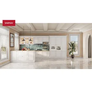 Snimay Luxury Furniture Italian Style Modern Nordic Beige Color Solid Wood Modular Island Kitchen Cabinet Modern Design Supplier