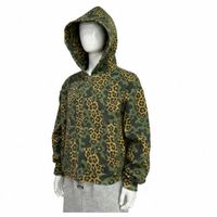 Sweat-shirt à capuche zippé unisexe vert imprimé léopard camouflage, veste à capuche streetwear décontractée et élégante pour hommes et femmes