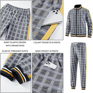 Conjuntos Deportivos Casuales para Hombre, Transpirables, con Estampado a Cuadros, Venta al Por Mayor, Personalizados, Estilo Urbano, 100% Algodón - Product Image 2