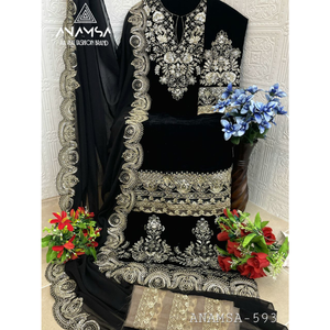 Presentando exquisito terciopelo puro pesado 9000 con secuencia bordada pesada fabricante de colecciones de trajes trabajados por Royal Export - Product Image 5