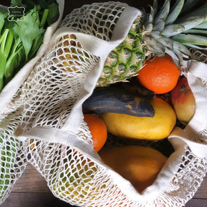 Sacs en maille de coton réutilisables, emballage de fruits et légumes, sac fourre-tout d'épicerie en toile de grande capacité pour le shopping - Product Image 2