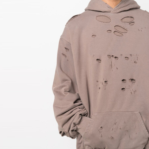 Sudadera con capucha desgastada lavada con ácido personalizada en blanco 2025 sudaderas con capucha de calle de gran tamaño personalizadas para hombres - Product Image 5