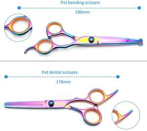 ANAAIF Ciseaux professionnels pour animaux de compagnie 3 ciseaux de toilettage incurvés pour chiens de meilleure qualité avec peigne Caractéristique réutilisable - Product Image 2