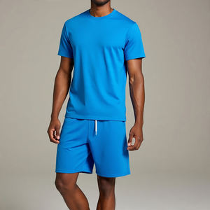 Venta al por mayor camiseta pantalones cortos de dos piezas Set Hombres 100% Algodón Poliéster Jogging Wear Shorts Set Summer Tee Shorts de dos piezas - Product Image 3