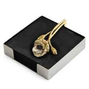 Feuilles plaquées or moulées en aluminium de qualité supérieure porte-serviettes de table centre de table accessoires de cuisine d'Inde - Product Image 3