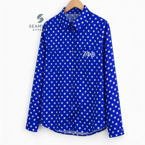 Chemise habillée formelle pour femme Zeta Phi Beta Sorority, chemise boutonnée à col et devant boutonné, chemise tissée boutonnée - Product Image 1