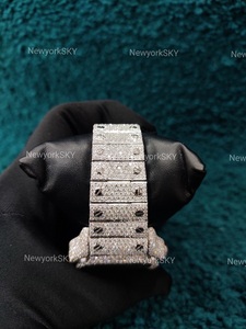 Montres Moissanite en verre à cadran carré moderne de luxe avec bracelet en acier inoxydable de haute qualité du fournisseur indien - Product Image 3