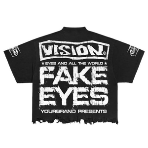 Fond en détresse surdimensionné de conception OEM sérigraphie tendance sur mesure unisexe 100% coton solide tricoté écologique - Product Image 2