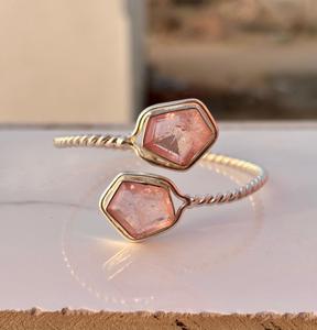 Pierre précieuse en cristal de Morganite Bracelet réglable en argent sterling 925 Bracelet en Morganite de conception unique Cadeau spécial pour elle - Product Image 5