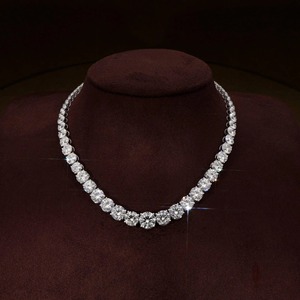 Oferta Especial: Collar de Cadena de Tenis con Diamantes de Moissanita Redondos VVS, con Cadena de Lujo con Incrustaciones de Plata 925 para Mujer - Product Image 1