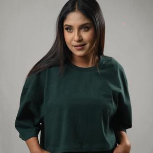 Qualité supérieure grande taille couleur unie t-shirts pour femmes conception personnalisée décontracté à la mode femmes couleur unie t-shirts - Product Image 4