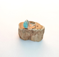 Hochwertiger Indischer Handgefertigter 925 Sterling Silber Verlobungsring mit Blauem Topas und Larimar Edelsteinen für Hochzeit und Feiern