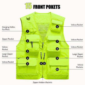 Gilet de pêche de haute performance pour hommes, tissu en coton, look streetwear, couleur unie, respirant, look élégant, gilet de pêche pour hommes - Product Image 3