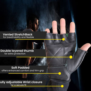 Training Gloves with Wrist <b>Support</b> for Gym Workout Weight Lifting Fitness Gloves Men Customize Logo Half <b>Finger</b> Sports Gym Glove - Product Image 3