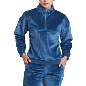 Survêtements d'hiver en velours pour femmes 2 pièces ensemble dames coton velours survêtement avec pantalon évasé motif solide pour les filles 2026 - Product Image 5