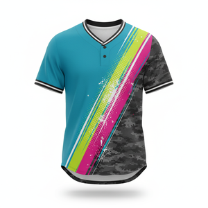 Venta al por mayor de camisetas de béisbol personalizadas de manga corta, ropa deportiva de equipo Unisex 100% poliéster de secado rápido con cuello en V - Product Image 2