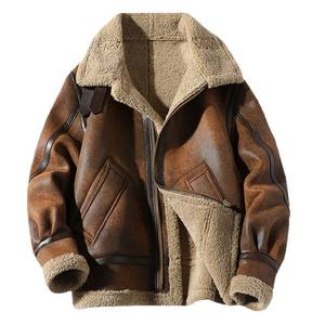Veste bomber parka en cuir artificiel lourd vintage pour homme avec doublure en fourrure, parka d'hiver épaisse - Product Image 1
