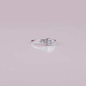 Joyería de boda de lujo de oro sólido de 14 quilates, anillo de compromiso de diamante cultivado en laboratorio solitario de corte esmeralda, ajuste de bisel de moda para mujer - Product Image 6