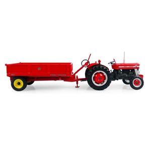 Remorque de transport agricole rouge montée sur tracteur, à trois côtés basculants, personnalisable pour le transport agricole - Product Image 1