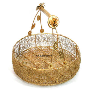 ขายส่งตะกร้าของขวัญงานแต่งงาน ดีไซน์เก๋ ทันสมัย ทำจากลวดโลหะคุณภาพพรีเมียม ชุบทองเกรดสูง - Product Image 2
