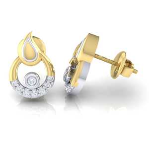 Boucles d'oreilles clous certifiées or 14 carats multicolores et diamants véritables avec 16 pierres - Product Image 5
