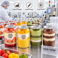 Boîtes en plastique PET transparentes de qualité alimentaire avec couvercles faciles à ouvrir en aluminium, emballage pour poudings, yaourts et desserts à la mousse