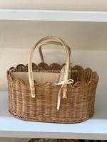 TENDANCES 2025 Panier à couches pour bébé en rotin, organisateur de panier pour la crèche, panier à couches avec séparateur amovible et poignées en cuir