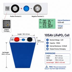 Batterie LiFePO4 105Ah LF105 Grade A, cellule prismatique 3,2V, batterie au phosphate de fer et de lithium 100Ah/105Ah pour système de stockage d'énergie - Product Image 3