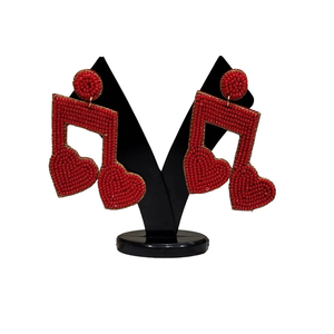 Boucles d'oreilles indiennes faites à la main pour la Saint-Valentin Design de perles de rocaille à la mode Unique et romantique pour célébrer l'amour - Product Image 1