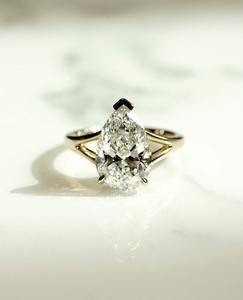 Anillo de Compromiso con Diamante Cultivado en Laboratorio, Corte Pera, Certificado IGI, 2 Ct, Anillo de Boda con Diamante CVD, Chapado en Rodio, 2 Ct IGI C - Product Image 1