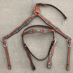 Ensemble de serre-tête et de collier de poitrine en cuir de qualité supérieure disponible au prix de gros pour les chevaux équestres - Product Image 1