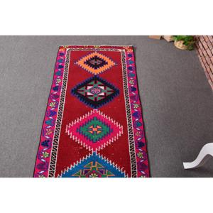 Vintage 2.6x12.7 ft <b>Runner</b> Rug, Turkish Rug, Herki <b>Red</b> Floral Rug - Product Image 4