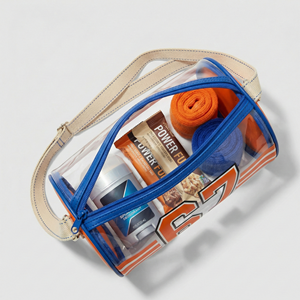 <span class=keywords><strong>Sac</strong></span> cylindrique transparent en PVC Custom67 avec impression <span class=keywords><strong>de</strong></span> numéro rétro, pochette <span class=keywords><strong>de</strong></span> toilette <span class=keywords><strong>de</strong></span> sport, trousse à crayons avec poignée en coton - Product Image 2