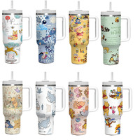 Mug de voyage isotherme en acier inoxydable personnalisé de 40 oz, motif ours mignon de dessin animé, anti-fuite, tasse cadeau, isolation thermique de 12 à 24 heures, boîte cadeau