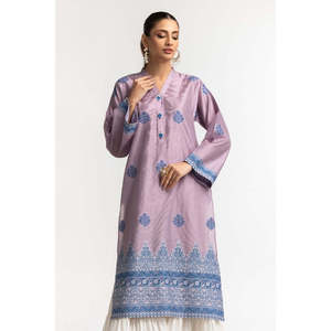 Camisa Jacquard Morada Khadi para Mujer con Decoración de Encaje Bordado, Tallas XL, Blusa de Oficina, Chifón, Popelina, Lino; Temporada de Otoño - Product Image 3