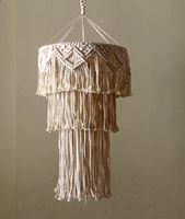Lampe suspendue en macramé PineCraft International avec LED, design moderne pour la décoration de la maison, du restaurant, du bar, fabriquée en Inde