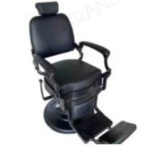 Fauteuil de Barbier Hydraulique Noir en Cuir PU avec Appui-tête pour Salon de Coiffure - Product Image 1