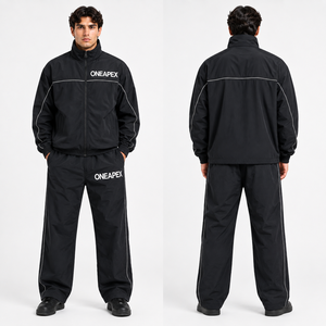 <b>Black</b> Tracksuit Set <b>Windbreaker</b> Jacket and Pants Matching Sportswear Two Piece Training Outfit Wholesale - Product Image 2