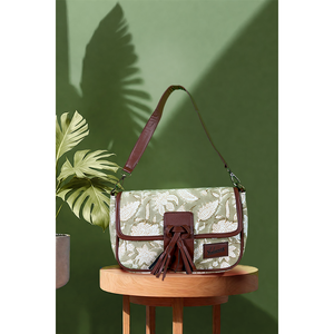 Sac bandoulière en toile vert vintage pour femme - Product Image 1