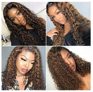 Perruques de cheveux brésiliens vierges brun clair personnalisées de luxe Perruques originales Deep Wave Kinky French Jerry Curl Transparent Front Lace Human - Product Image 2