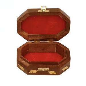 Eco-Friendly Wooden <b>Box</b> for Gift & Jewelry Storage with 3D Hand Carving Brass Work-<b>Soft</b> Interior for Delicate Items by ILAHI's - Product Image 5