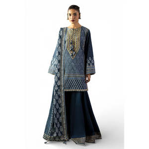 ชุดสูทผ้าลอนปักลายโกต้าสำหรับผู้หญิง 3 ชิ้น พร้อมผ้าคลุมไหล่พิมพ์ลาย รุ่น CL-62039 - Product Image 5