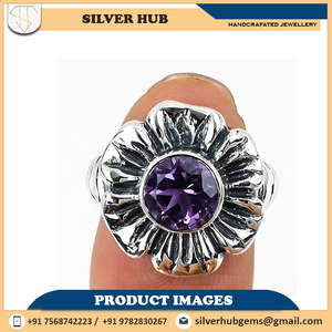 Anillo de plata esterlina 925 hecho a mano con piedras preciosas de amatista Ajuste de bisel de estilo clásico para fiesta-¡El mejor precio! - Product Image 6