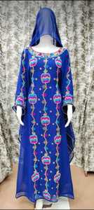 Robe de soirée caftan au sol fabriquée à la main tissu Georgette brodé avec décoration de perles de paillettes de cristal - Product Image 5