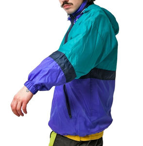 Vintage Lightweight <b>Canvas</b> Windbreaker <b>Blue</b> Green Retro Anorak Hooded Stand Jacket Breathable Waterproof Quick Dry Mesh Lining - Product Image 2