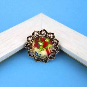 Tip <b>Top</b> Fashions Antique Gold Plated Floral Design Adjustable Finger Ring Trendy Statement Inlay <b>Cross</b> One Size Fits All-1505525 - Product Image 1