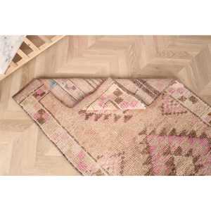 Vintage Turkish Rug 2.8x10.4 ft (84x316 cm), Herki <b>Brown</b> <b>Wool</b> Rug - Product Image 5