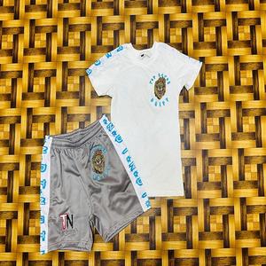 Venta al por mayor de alta calidad de 2 piezas trajes casuales de media manga atléticos camisetas pantalones cortos impresos Digital Technics accesorios de moda - Product Image 1